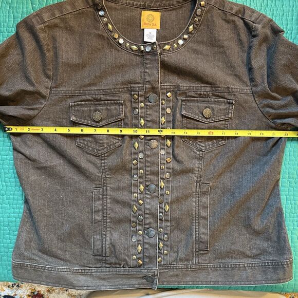 Vintage Ruby Rd Jean Jacket Sz 18 With Embellishments Y2K Grunge Boho Rocker 90s - Picture 4 of 16